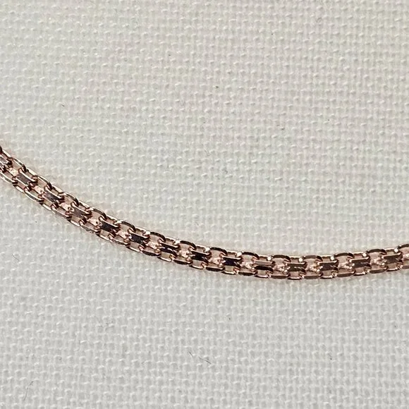 Italian New 925 Sterling Silver Bismark Rose Gold Single Strand Chain Necklace